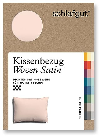 schlafgut Woven Satin Kissenbezug 70x90 cm Red Light Uni in Premium Hotelqualität, Kopfkissenbezug einzeln mit 100% weicher Baumwolle