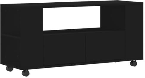 vidaXL TV Schrank, Fernsehschrank mit viel Stauraum, Fernsehtisch für Wohnzimmer, Lowboard Sideboard TV Ständer TV Gerät, Schwarz Holzwerkstoff