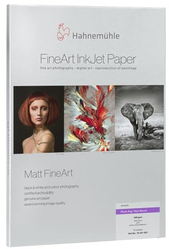 Hahnemühle Photo Rag® Matt Baryta, mattes Inkjet-Fotopapier, 100% Baumwolle, 308 g/m², weiß (297 x 420 mm)
