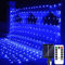 SUAVER Solar Lichterkette Außen mit Fernbedienung,3x2M 192LED Lichternetz Vorhang Lichter,Wasserdicht Outdoor Solar Gartenleuchte 8 Modi für Gärten Weihnachten Weihnachten Deko (Blau)