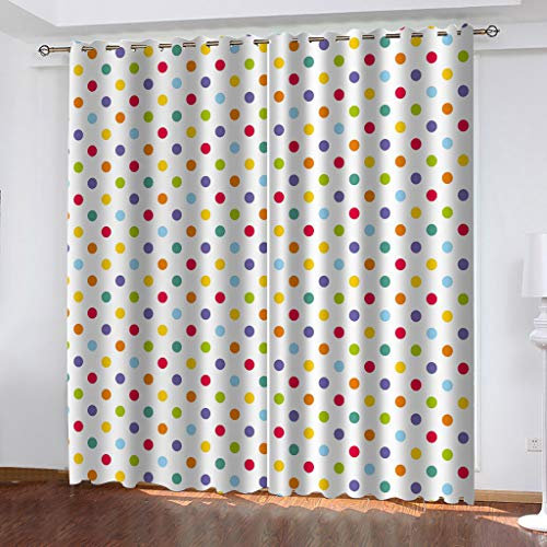 Blickdichte Vorhänge Mit Motiv 3D Bunte Punkte Drucken Kinder Gardinen Blickdicht Ösen Gardine Thermo 264x214 cm Schlafzimmer Kinderzimmer Vorhänge Dekoratives Muster, Verdunklungsvorhänge