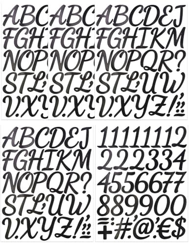 Stick On Alphabet Number Stickers 2 Inch, 4 Sheets Vinyl Letter Stickers and 1 Sheet Sticky Number Sticker for Scrapbook, DIY & Craft
