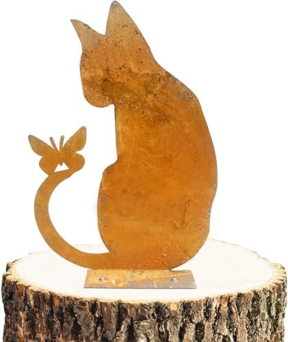 GUOSIYAO Gatto Ruggine Decorazione Da Giardino In Ruggine Metallo Cat Giardino Effetto Ruggine Decorazione Ruggine Universale Per Cortile Decorazione Della Scultura Del Prato Inglese All'aperto
