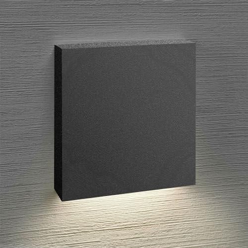 max K O M F O R T LED Treppenbeleuchtung 2,5W Warmweiß Eckig, Stilvolles Schwarz Aluminium, Einbau Wandstrahler, Flur Nachtlicht - 6190S-BK