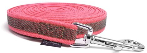 Mystique® Gummierte Schleppleine 20mm mit Handschlaufe Standard Karabiner neon pink 10m