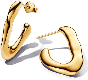 Pandora Essence Organisch Geformte Offene Ohrringe in V-Form aus Sterling Silber mit vergoldeter Metalllegierung, 263290C00