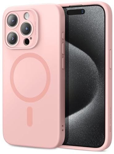 ESR für iPhone 15 Pro Max Hülle, Kompatibel mit MagSafe, Unterstützt Magnetisch Laden, Dünne für iPhone 15 Pro Max Handyhülle Case Flüssigem Silikon, Stoßdämpfendes Display - und Kameraschutz, Rosa