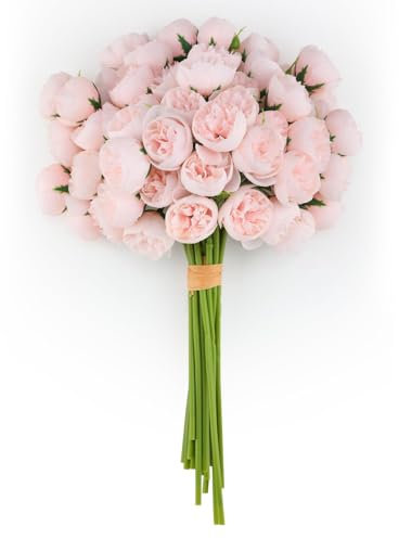 Hobyhoon Künstliche Ranunkel, 2 Blumenstrauß, künstliche Pfingstrosen, 30 cm, Seidenblumen mit Stielen, 54 Kronen, Blumenstrauß, Dekorationen für Tafelaufsätze, Arrangements, Brautparty, Rosa