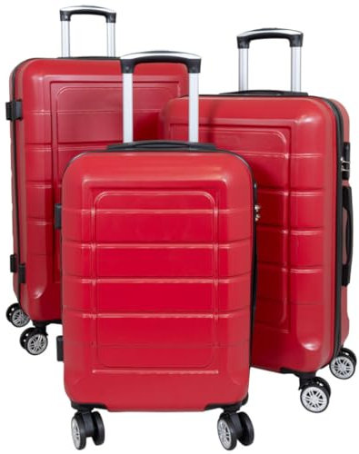 Warenhandel König Hartschalen 3tlg. Kofferset Trolleyset Itzum - Farbe Rot - Gr. M, L und XL