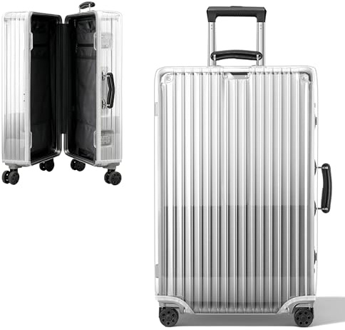 Linpr Housse de Protection Élastique pour Valise, Transparent, 20 Pouces | Étui en PVC Transparent Étanche Universel Grande/Moyenne/Cabine, sans Dé Montage Requis, Housse Valise Protection
