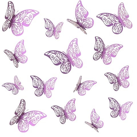 Bzzerumy 3D Schmetterlinge Deko - 36 Stück Wandtattoo - Abnehmbare Wandaufkleber für Dekoration - Elefun Spiel