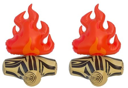 Set mit 1/2 aufblasbaren Deko-PVC-Lagerfeuer-Dekorationen, künstliche Flamme, Luftballon, Camping-Party-Szene, Ornament
