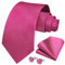 HISDERN Cravate Rose Hommes Mouchoir Bouton de Manchette Solide Cravate Framboise Ensemble Formel Fête de Mariage Cadeaux