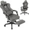 SITMOD Sedia Gaming, Poltrona Gaming con Poggiapiedi Regolabile, Pelle PU Ergonomica Supporto Lombare Schienale Inclinabile 90°-150° Rotazione 360, Sedia Gamer Adatto per Giochi e Ufficio Grigio