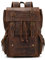 LVUNZJCA Herrenrucksack Rucksack Vintage Leder Schultertasche Leder Reisetasche für Schule, Wandern, Camping(Coffee)