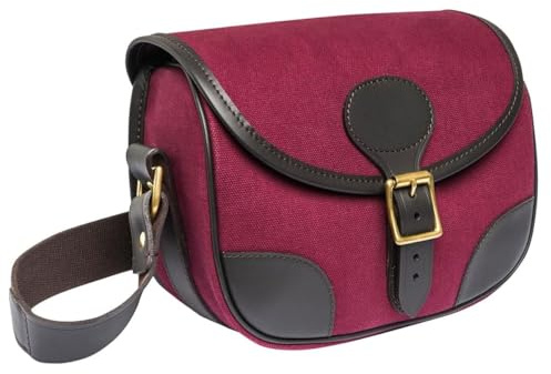 Beretta Terrain EVO Canvas Compact Durable Shooting Gun Ammunition Cartridge Bag with Brass Buckled Flap Closure & Adjustable Shoulder Strap, 100 12-Gauge Hunting Cartridges Capacity, Cordovan