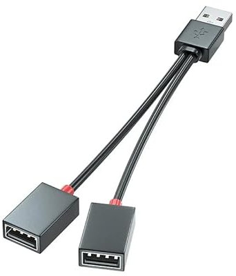 DUOBAGMA Câble répartiteur USB 2.0 A mâle vers 2 prises femelles double 30 cm pour voiture, téléphone portable, ordinateur portable, etc.