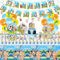 Sidesea Vajilla para Fiestas Decoraciones de cumpleaños, 111 Piezas, decoración para Fiestas, Adornos para Tartas de cumpleaños, Platos Decorativos, Platos de Papel, Globos de cumpleaños Infantiles