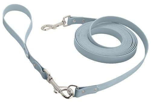 Petbo 15m Lange Biothane Schleppleine 19mm mit abnehmbaren Kurzführer (ohne Handschlaufe/Kein Verheddern) Extra Breite 19mm für Mittelgroße & Große Hunde (Pastell-Blau - Biothane)