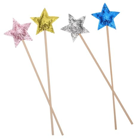VICASKY 4 Pièces Chaudron décorations Sabre étoiles Scintillantes Stickers Trousse Fairy Costume Toys Baguettes de fées de Poche de fée en Bois