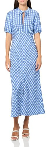 BAUM UND PFERDGARTEN Damen Anneliek Dress Kleid, Blau lackiertes Karomuster, 36