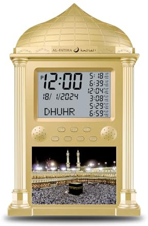 Al salama LED muslimische Gebetsuhr Muslim Wecker,Digital Athan Wanduhr, Muslim Islamische Uhr Wandkalender for Lesen Haus, Büro, Moschee, Home Decor (Gold)