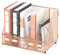 SUPEASY Desk Organiser Metal Desk Magazine File Holder with 5 Vertical Compartments Rack File Organiser for Office Desktop, Home Workspace, Rose Gold, Plus