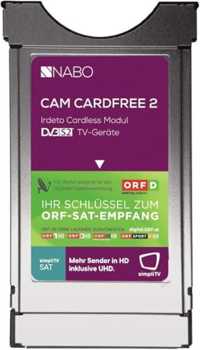 NABO CAM CARDFREE 2 ORF DIGITAL DIREKT Irdeto CI+ Modulo per SAT (senza carte, nessuna carta necessaria) per TV e ricevitore satellitare dell'Austria