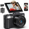Fotocamera digitale 5K per fotografia, 75 MP WiFi Vlogging Camera per YouTube con 3 pollici 180 ° Flip Screen, Zoom 18X UHD Autofocus Video Camara con 32GB SD Card, 2 Batterie
