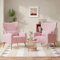 Hawthyhome 2er-Set Relaxsessel/Einzelsofa/Fernsehsessel/Ohrensessel mit Kopfkissen und Gold Metallfüßen aus Samt bis 130kg Schlafzimmer Wohnzimmer Rosa