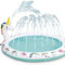 Pataugeoire gonflable et bassin licorne antidérapant pour adultes, jardin, activités d'été, piscine familiale longue durée avec arroseur et matelas gonflable, anti-fuite et légère (170 x 140 cm)