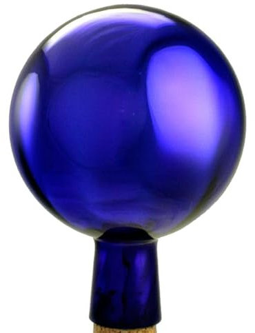 Rosenkugel Gartenkugel 15 cm aus Glas, blau verspiegelt