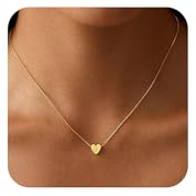 VIROMY Gold Heart Initial Halsketten für Frauen 14K Gold Plated Letter Anhänger Halsketten Charme Box Kette Zierlich Personalisierten Schmuck Geschenke für Sie A-Z