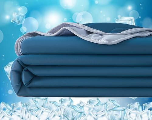 iksya Kühlende Decke Sommer für Menschen – Kalte Eisdecke Stoff mit kalter Haptik für Couch und Bett Sommerdecke Kühlend Absorbiert Körperwärme zum Schlafen.(Dark Blue,150x200cm)