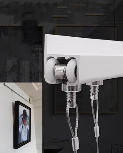Kit per appendere quadri per più foto, binario decorativo con corde in acciaio per opere d'arte a soffitto, montaggio a parete