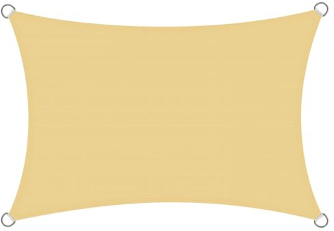Rivenlo Toldo Vela Rectangular 3x4 m, Vela de Sombra 4x3 m HDPE Protección Rayos UV Resistente Transpirable Toldos para Exterior Terraza Patio Jardín, Arena