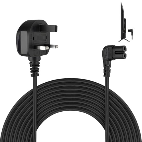 Figure 8 Power Lead 5M Compatible with Samsung TV, C7 Power Cable, UK 3-Pin to 2-Pin 90 Degree Right Angle IEC Connector Mains Supply Cord with Fused Plug for TV Console Monitor Home Entertainment
