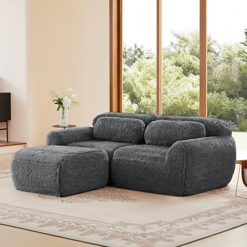 dowowdo L-förmiges Schlafsofa Ecksofa Grau · 2-Sitzer mit Ausziehbarer Schlaffunktion & Bettkasten · Modular · Kleines Sofa für Wohnzimmer · Haustierfreundlich