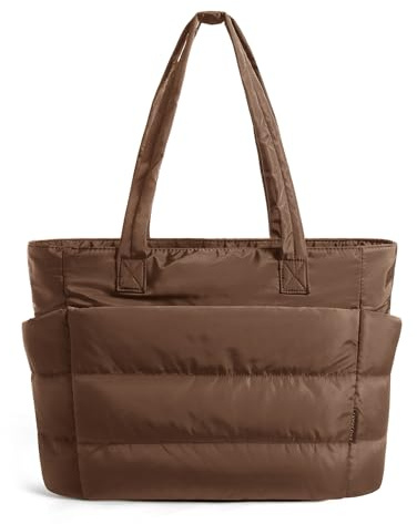 bagsmart Tote Bags for Women – 18L/20L Lightweight Taslan Puffer Handbag | Fits 15.6 & 13 Laptop Water-Resistant Shoulder Bag for Back to School, College, Work, Teacher, Travel & Gym