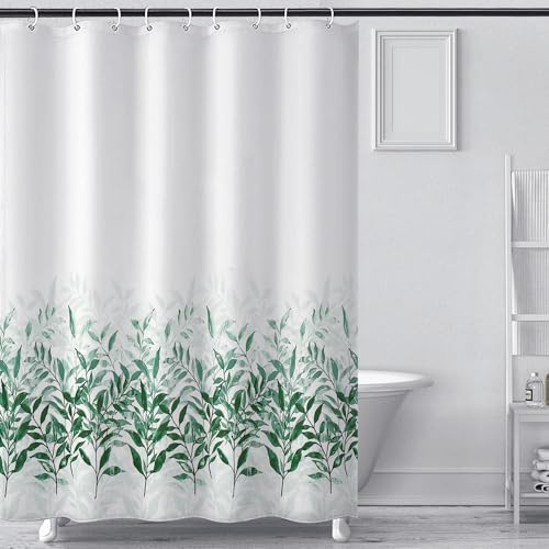 ASKLUND Rideau Douche 200x240 Plantes, Lavable Imperméable, avec 16 Anneaux et Poids en Bas, en Polyester Tissus, pour la Baignoire et Salle de Bains