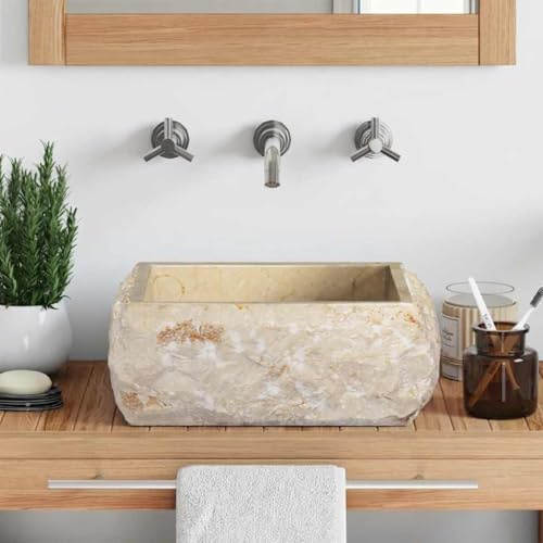 Genérico Lavabo Crema mármol 30x30x13 cm