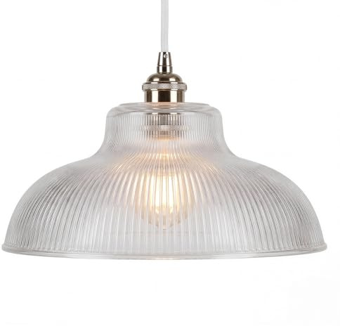 Emitto Light Shade, Pendant Lamp Shade, Glass Light Shade Ceiling, Prismatic Clear Bowl Design with Reducer Ring for Kitchen Bedroom Dining Room