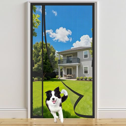 Moustiquaire Magnétique Noir 92x214cm Aimants Puissants Tissu Fin Renforcé Rideau Magnétique Anti Es Montage Facile À Coller Porte De Balcon Salon Et Terrasse