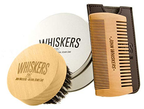 John Whiskers Bartbürste und Bartkamm-Set - Bartpflege-Set für Männer mit reinen Wildschweinborsten - Ideal für Bartöl & Bartwachs