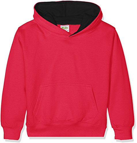 AWDis Boy's KIDS VARSITY HOODIE Hoodie, Multicoloured (Hot Pink/French Navy), Large (Manufacturer Size: 9/11 Y)