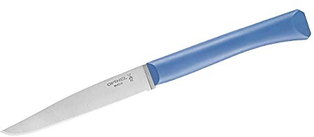 Opinel Bon Appetit+ 12C27 Sandvik Couteau de table en acier inoxydable avec micro-denture et manche en polymère bleu