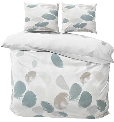 Class Home Collection Bettwäsche 200x200 – Bettwäsche-Sets mit Bettbezug 200 x 200 und Kissenbezug 80x80 – 100% Baumwolle – Kissen und Bettbezug mit Reißverschluss Feder Weiß