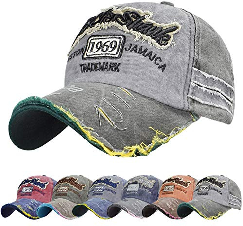 UMIPUBO Baseball Cap Classic Sports Casual Plain Sun Hat Unisex Adjustable Rock Shark Vintage Distressed Cotton Baseball Caps Edge Grinding Do Old Hat (grayblack, One Size)