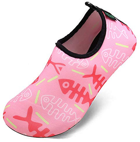 SAGUARO Wasserschuhe Mädchen Neoprenschuhe Barfußschuhe Badeschuhe für Schwimmbad Strand,Fischgräte Rosa,32/33