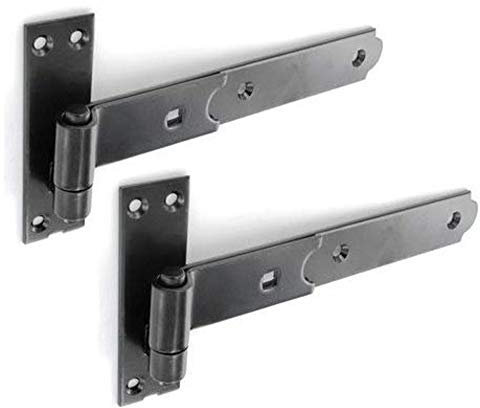 Merriway® BH07425 (2 Pcs) Gate Hinges Heavy Duty Hook & Band Straight Flat, Black 400mm (16 inch) - Pack of 2 Pieces